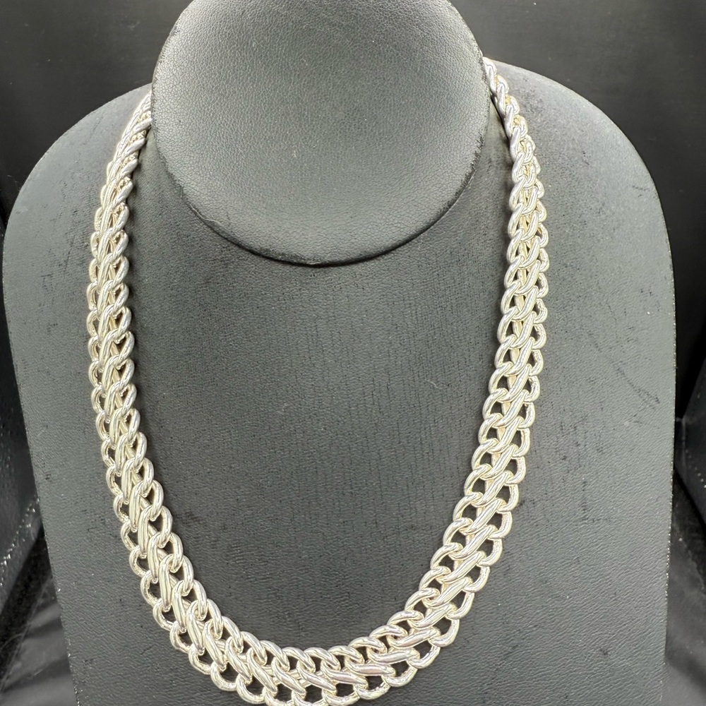 Heavy Solid Sterling Silver Double Curb Chain Nec… - image 6